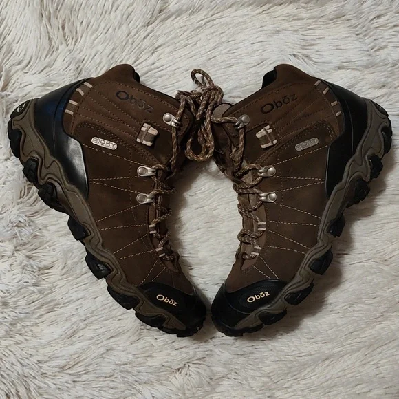 Obōz Womens Bridger Mid Hiking Boots Walnut Brown Leather B-Dry Waterproof 9.5 - Picture 3 of 11